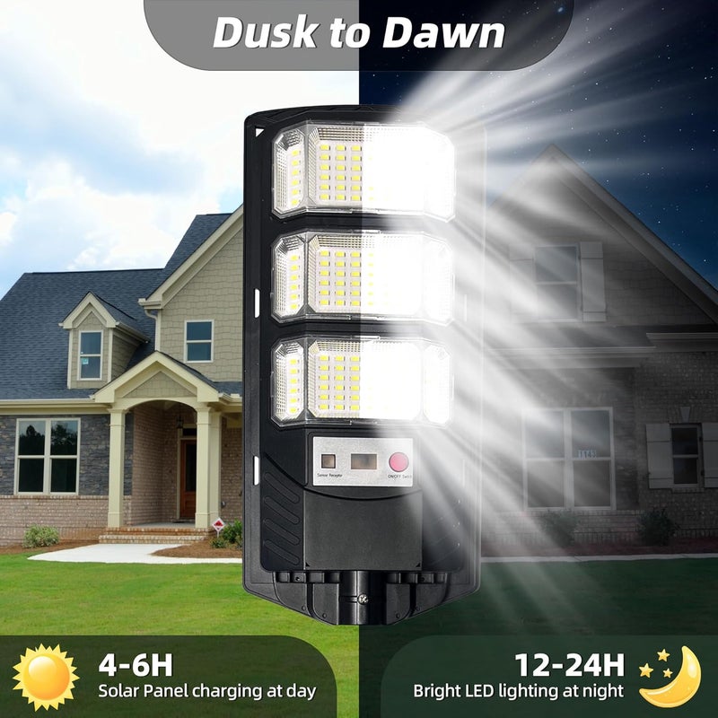 FOWSEEK Solar Street Lights Outdoor 2 Pack, 6500K Solar Lights Outdoor Waterproof with Motion Sensor, Lamparas Luces Solares para Exteriores Dusk to Dawn Commercial Lighting for Yard Path - Image 2